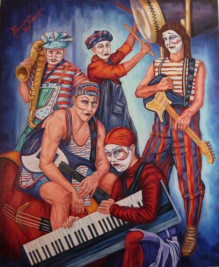 Jazz Band Circus. Huile sur toile.120/100 cm